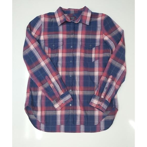 Women's Plaid Untuckit Long Sleeve Button Up Shirt Size 8 - Picture 3 of 13